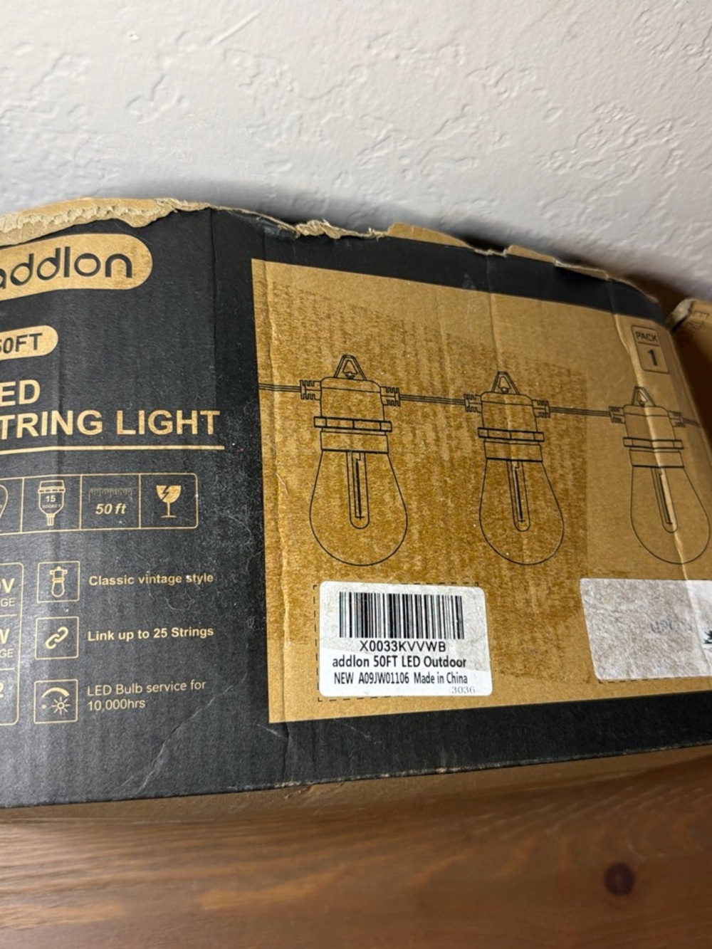 Outdoor 50ft LED String Lights in Brown Vintage Bulb
